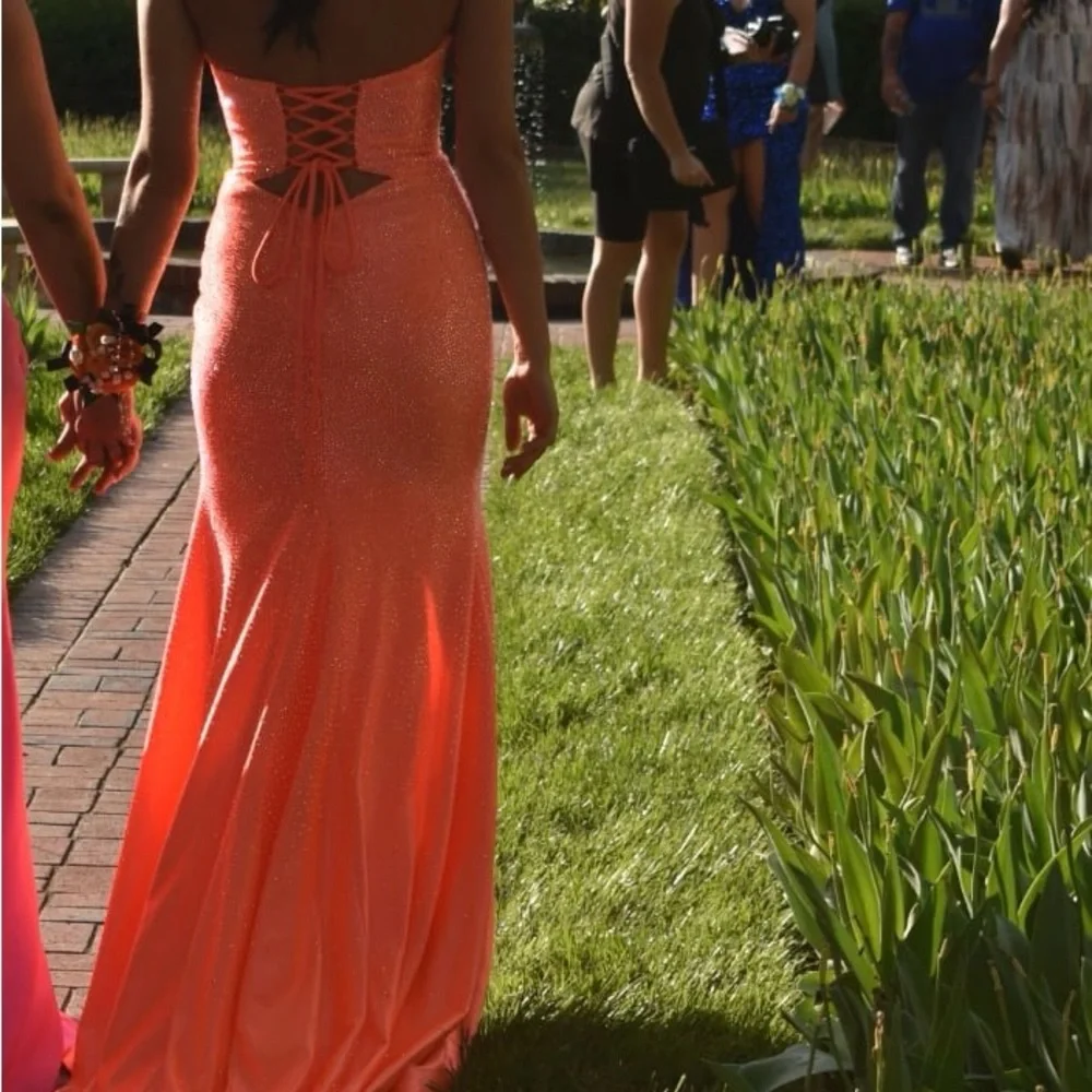 Elegant Orange Strapless Prom Dress Sherri Hill style: 56932 size 2 prom dress - Picture 3 of 3
